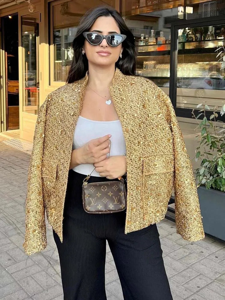 Oversized Gold Sequin Jacket
