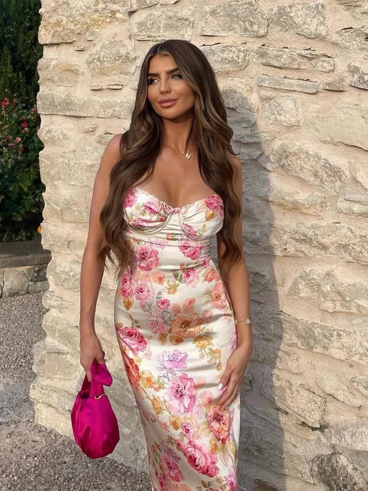 Floral Maxi Dress with Adjustable Straps