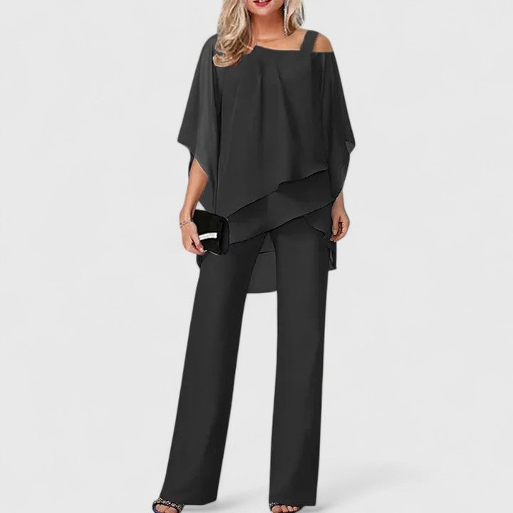Clothing Sets - Women | 2-piece trouser suit, chiffon blouse | Elegant party outfit