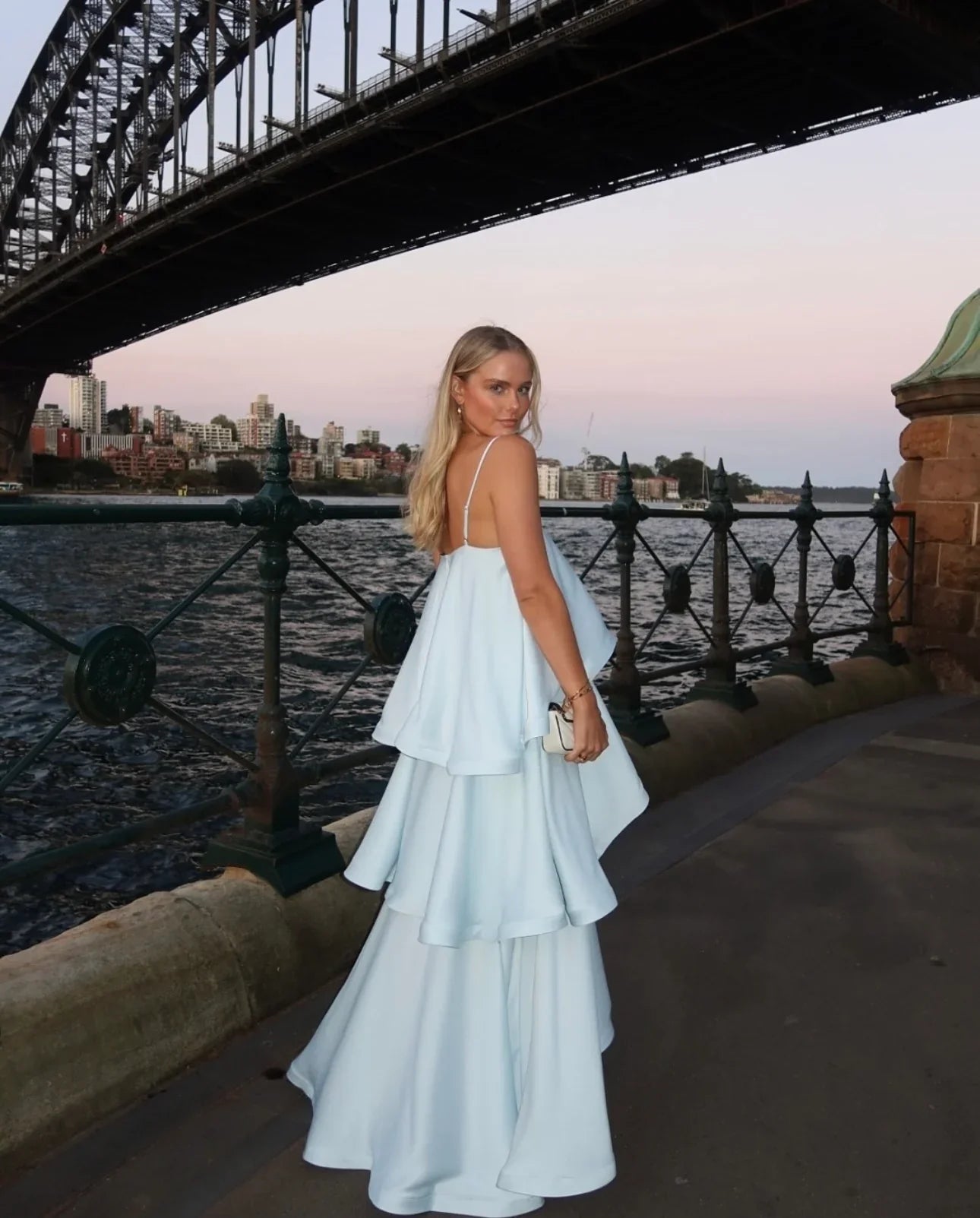 Tiered Ruffle Satin Maxi Dress