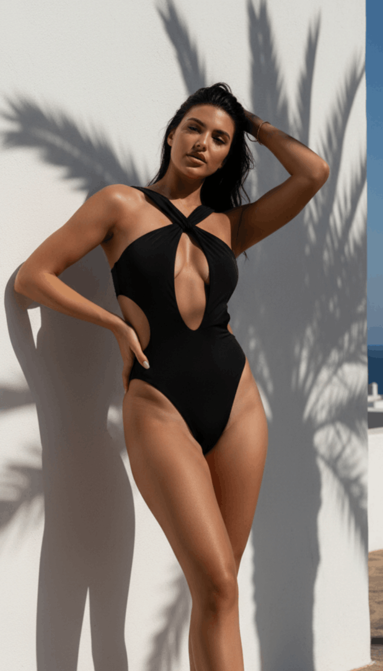 Printed Halter Cutout One-Piece Swimsuit