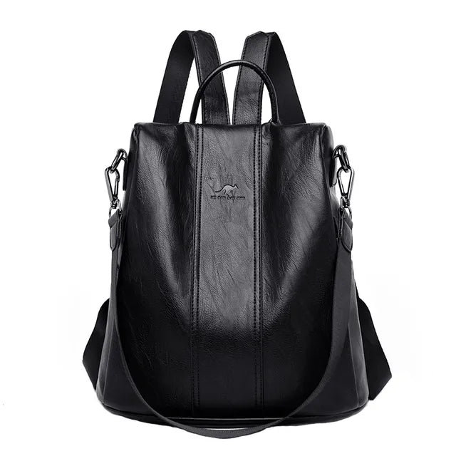 Women's leather backpack bag | PU leather, secure closure | Soft shoulder straps