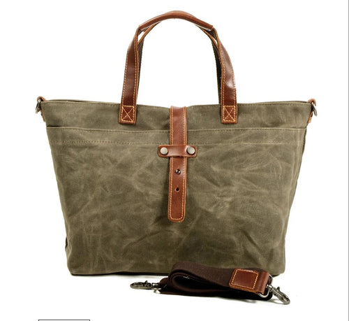 Canvas bag | Waxed canvas leather trim | Weather-resistant