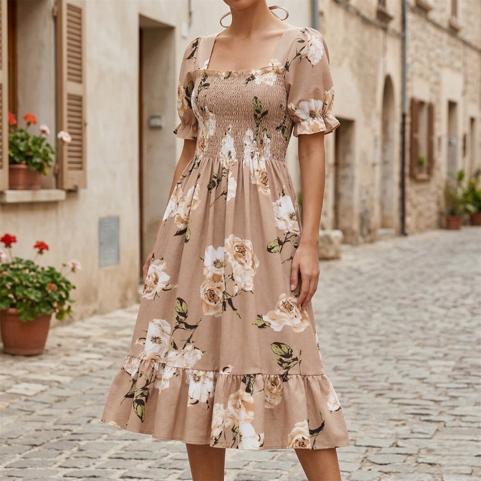 Alora Square Neck Midi Dress