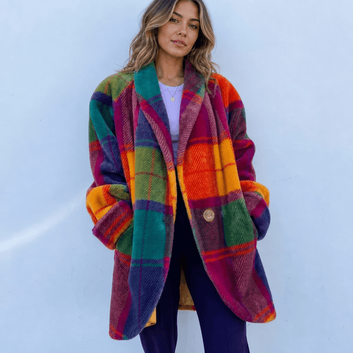 Women's Wool Cardigans | Checkered, Oversized | Winter