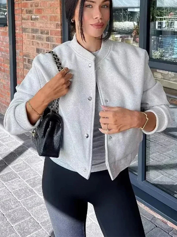 Bea | Women's Short Bomber Jacket | With Buttons