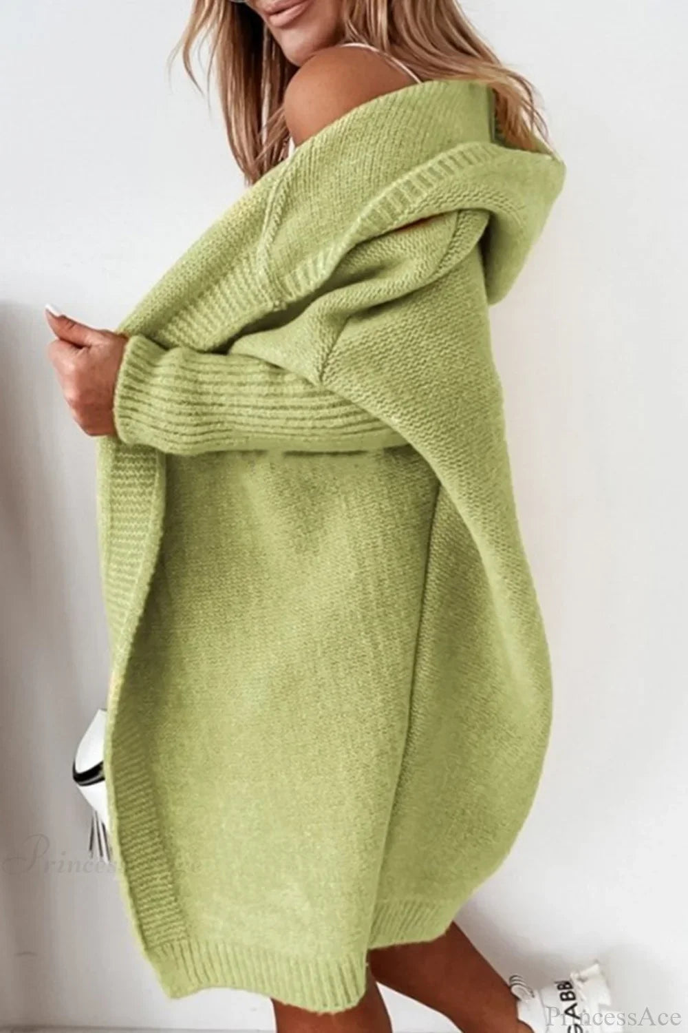 Hooded Open Front Longline Knit Cardigan